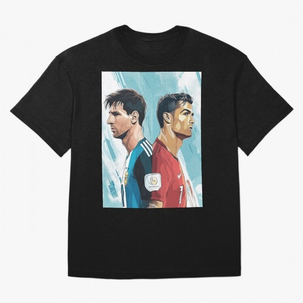 Lionel Messi and Cristiano Ronaldo Oversized T-Shirt Feel the Trophy Chase of FIFA World Cup 2026 USA Canada Mexico Spirit, Built around Spain and Netherlands, Messi, Vintage Soccer Flavor, Modern Football Stars, National Flags and Final Night