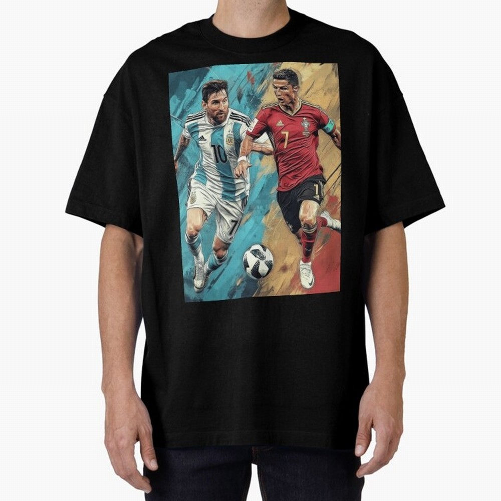 Lionel Messi and Cristiano Ronaldo Oversized T-Shirt Turn Football Passion into FIFA World Cup 2026 Spirit, Highlighting Portugal, Spain and Germany, Neymar, Haaland and Cristiano Ronaldo, Fan Favorite Moments, National Team Passion, Big Match