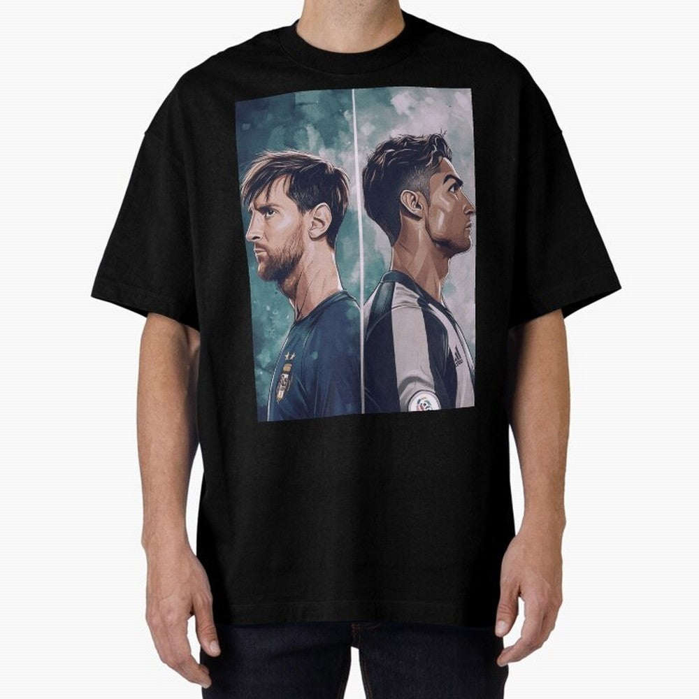 Lionel Messi and Cristiano Ronaldo Oversized T-Shirt Celebrate the FIFA World Cup 2026 Group Stage Journey through CR7 Highlights, England and Germany Pride, Champion Mindset, Group Stage Buzz, Knockout Tension and Passionate Fan Culture; Built for