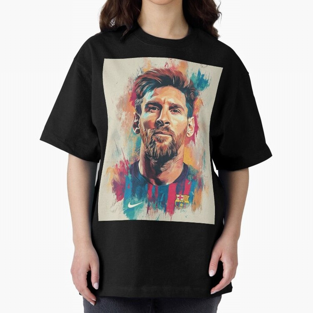 Lionel Messi Oversized T-Shirt Celebrate Football Dreams Across Global Football Passion for FIFA World Cup 2026, Capturing Mbappe and Neymar, England, Vintage Soccer Flavor, Modern Football Stars, National Flags and Final Night Emotion; Made for
