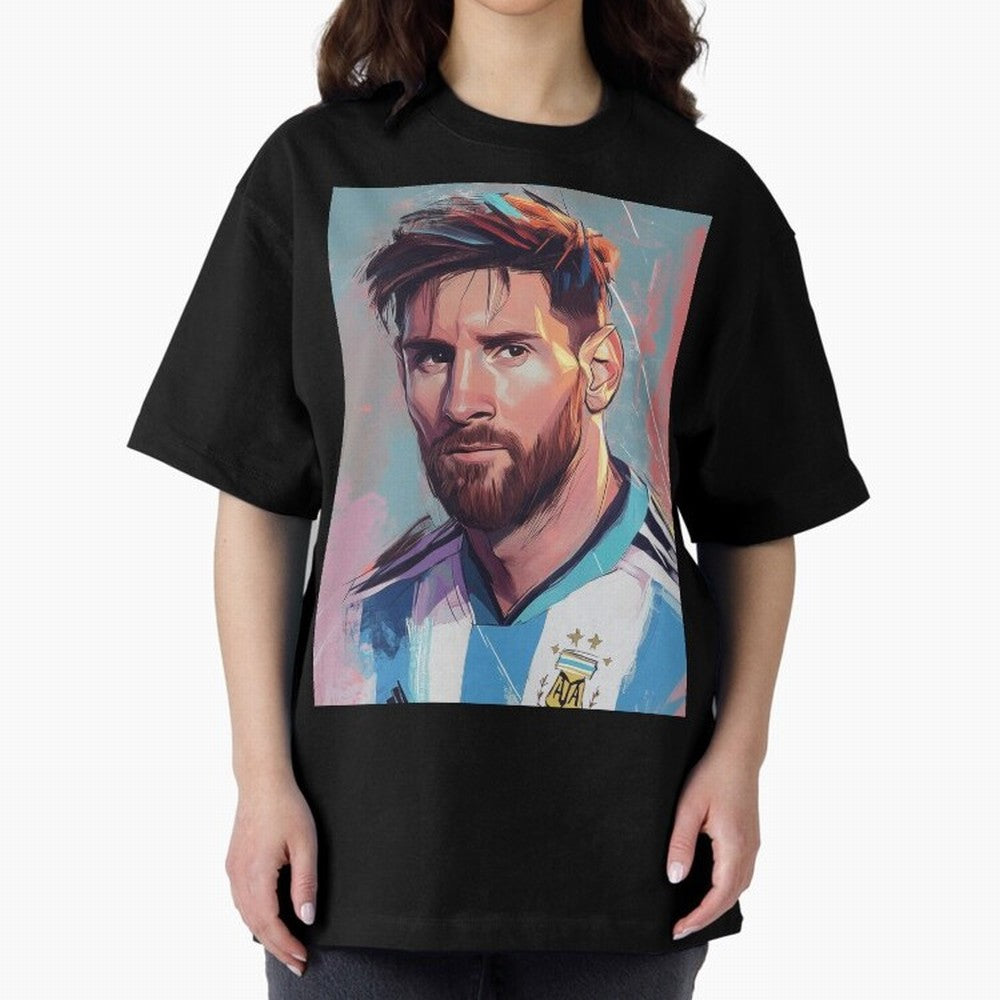 Lionel Messi Oversized T-Shirt Spotlight the FIFA World Cup 2026 USA Canada Mexico Journey through Haaland Highlights, Spain Pride, Global Supporter Spirit, Legendary Goals, National Colors and Tournament Celebration; Perfect for Supporters Who