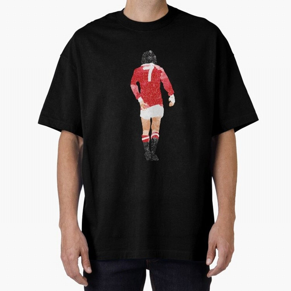 George Best watercolour Manchester United Football Northern Ireland Legend number 7 Man United Red D Oversized T-Shirt Back the Journey through Global Football Passion for FIFA World Cup 2026, Inspired by Neymar, Haaland and Cristiano Ronaldo,