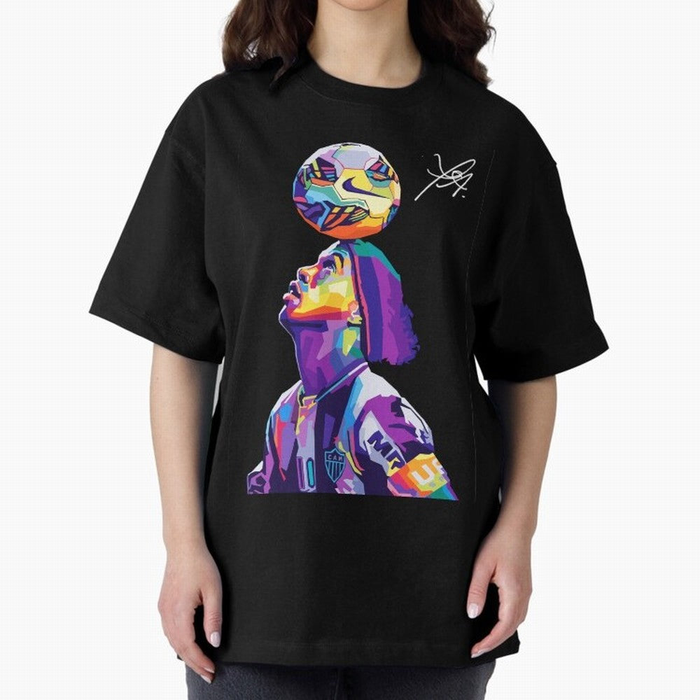 Ronaldinho Wpap Pop Art Oversized T-Shirt Relive the Noise and Pride of FIFA World Cup 2026 Spirit, Made for England, France and Netherlands, Neymar, Football Passion, Legendary Performances, Festival Vibes and Supporter Community; Perfect for