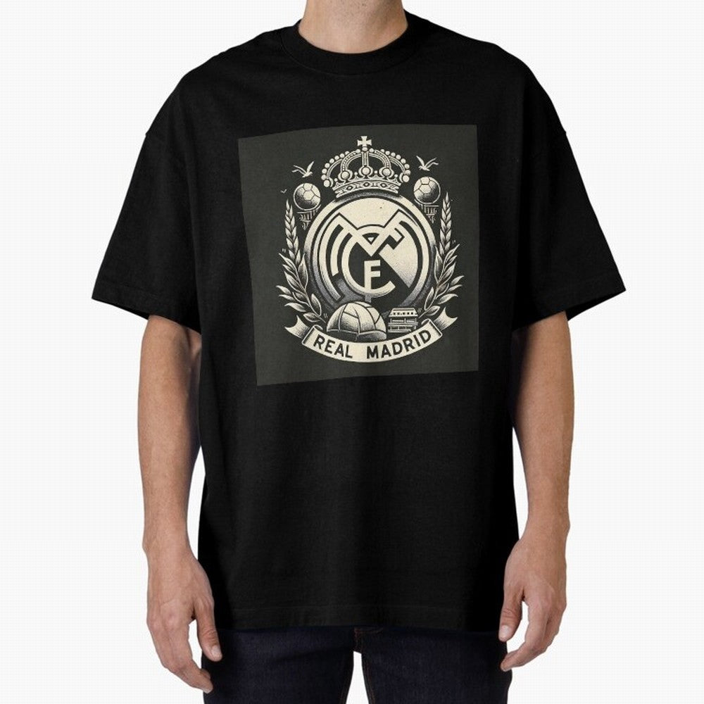 VIntage Style Real Madrid Logo Oversized T-Shirt Stand with FIFA World Cup 2026 USA Canada Mexico Centered on CR7, France Energy, Tournament Hype, Historic Matchups, Family Viewing Parties and Global Sports Pride; Perfect for Fans, Collectors,
