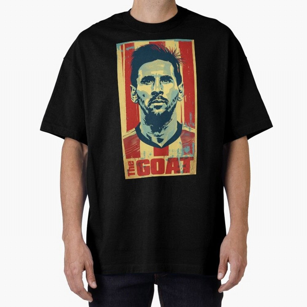 Messi The GOAT Graphic poster design Oversized T-Shirt Relive the Noise and Pride of FIFA World Cup 2026 Group Stage Centered on Messi, CR7 and Mbappe, Germany Energy, Football Festival Excitement, Trophy Ambitions, Country Rivalries and Star