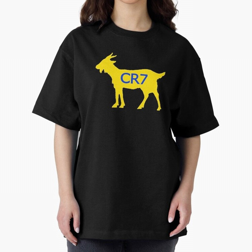CR7 GOAT Yellow Al Nassr Oversized T-Shirt Join the Global Buzz around Global Football Passion for FIFA World Cup 2026 Group Stage, Celebrating Messi, Neymar and Mbappe, England and Germany, Stadium Chants, National Pride, Trophy Dreams and