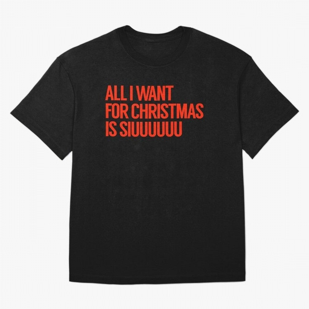 Cristiano Ronaldo - All I Want For Christmas Is Siuuuuuu Oversized T-Shirt Fuel Your Fan Pride for the FIFA World Cup 2026 Group Stage Journey through Haaland Highlights, Portugal Pride, Retro Football Energy, Iconic Rivalries, Trophy Chase Drama