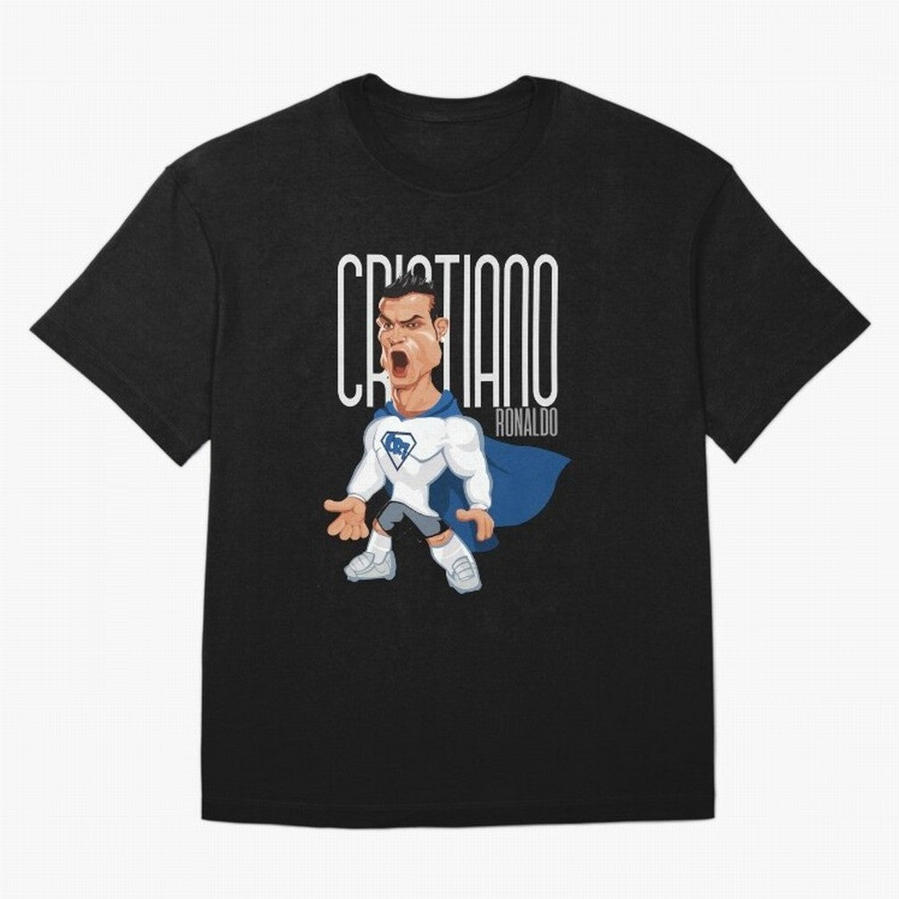 Commic Caricature of Cristiano Ronaldino 'CR7' Oversized T-Shirt Celebrate Global Football Passion for FIFA World Cup 2026 Group Stage, Celebrating CR7, Germany, Global Supporter Spirit, Legendary Goals, National Colors and Tournament Celebration;