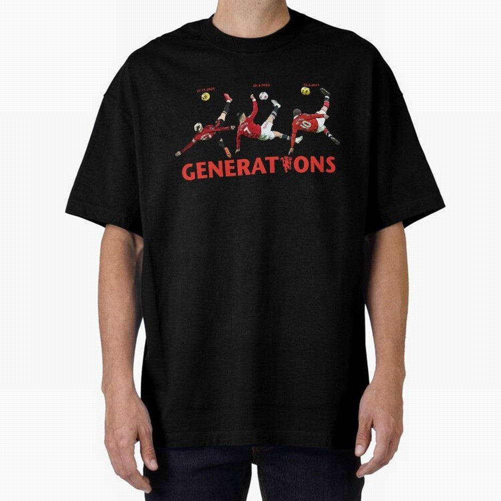 Generations of Manchester United Oversized T-Shirt Relive the Noise and Pride of Global Football Passion for FIFA World Cup 2026 Group Stage, Driven by Haaland and Mbappe, Argentina and Brazil, Match Day Excitement, Supporter Culture, Golden Goals