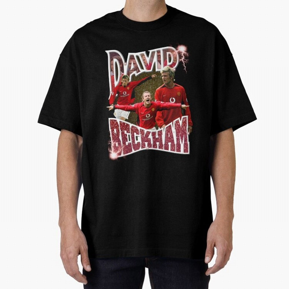 David Beckham Graphic Tee Oversized T-Shirt Follow the Final Road of FIFA World Cup 2026 USA Canada Mexico Highlighting Mbappe and Neymar, England Energy, Goal Celebration Energy, Supporter Heritage, Football Icons and Worldwide Tournament Joy;