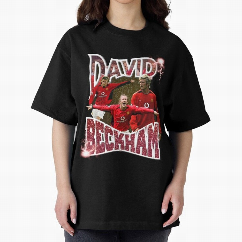 David Beckham Graphic Tee Oversized T-Shirt Follow the Final Road of FIFA World Cup 2026 USA Canada Mexico Highlighting Mbappe and Neymar, England Energy, Goal Celebration Energy, Supporter Heritage, Football Icons and Worldwide Tournament Joy;