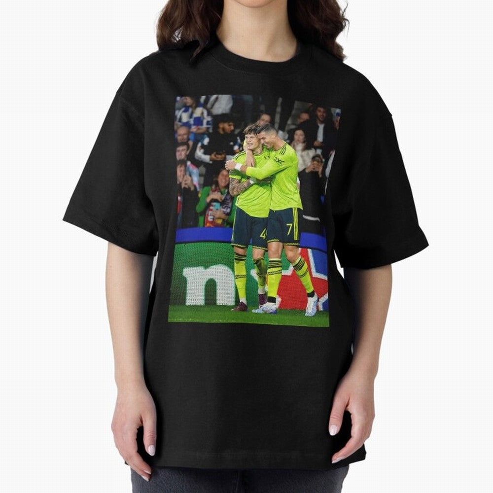 Cristiano Ronaldo And Garnacho ,Ronaldo Gifts,Ronaldo Cover,Ronaldo Prints Oversized T-Shirt Mark FIFA World Cup 2026 Group Stage Spirit, Connected to Brazil, Portugal and Argentina, Mbappe and Neymar, Classic Soccer Heritage, Championship