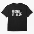 Football Is Life (Blue BG) Oversized T-Shirt Discover Global Football Passion for FIFA World Cup 2026, Made for Messi and Cristiano Ronaldo, Spain and Netherlands, Football History, Final Match Energy, Crowd Noise and Once in a Lifetime Moments;