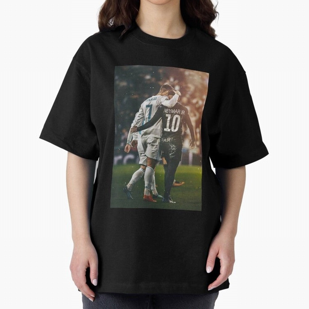 Neymar and Ronaldo Oversized T-Shirt Remember Iconic Moments from Global Football Passion for FIFA World Cup 2026, Inspired by Messi, CR7 and Mbappe, Brazil, Supporter Pride, Iconic Celebrations, Legendary Names and Global Match Day Energy; Ideal