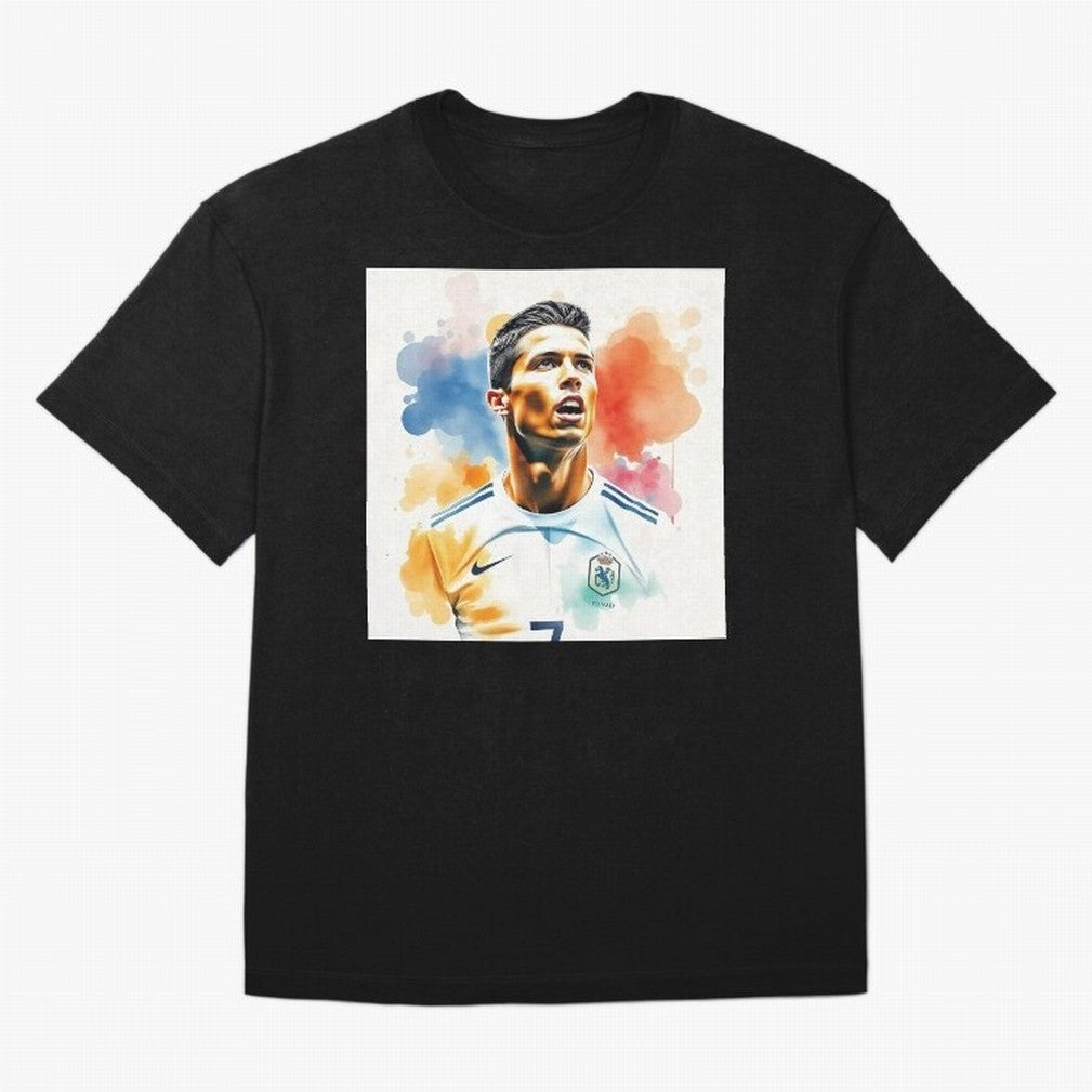 Cristiano Ronaldo Watercolor Panting Oversized T-Shirt Celebrate the Next Chapter of FIFA World Cup 2026 Group Stage Highlighting Neymar, Haaland and Cristiano Ronaldo, Brazil Energy, Supporter Pride, Iconic Celebrations, Legendary Names and Global