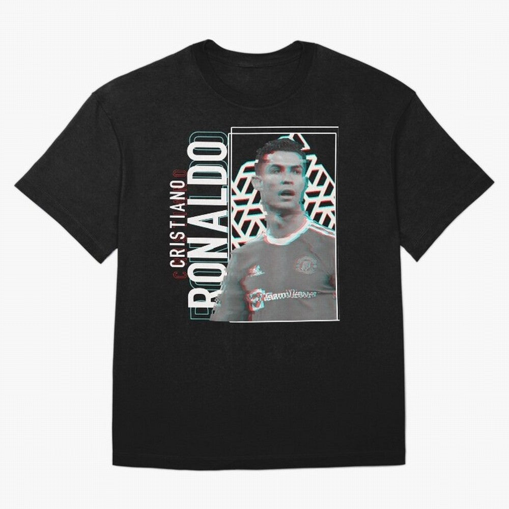 Cristiano Ronaldo Glith Effect Oversized T-Shirt Relive Legendary Nights from the FIFA World Cup 2026 Group Stage Journey through Messi, Neymar and Mbappe Highlights, France and Portugal Pride, Retro Football Energy, Iconic Rivalries, Trophy Chase
