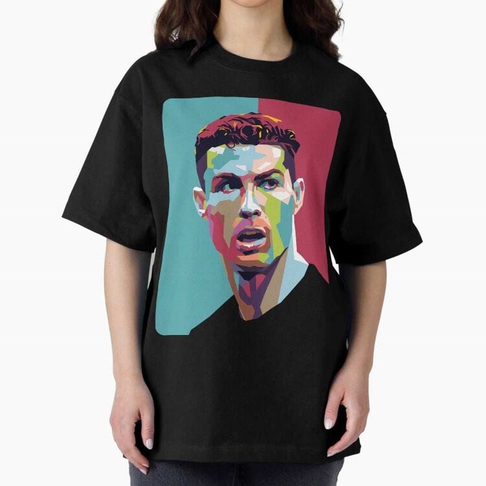 Cristiano Ronaldo 7 Pop Art Portrait Oversized T-Shirt Feel the Heartbeat of the FIFA World Cup 2026 Group Stage Journey through Messi and Cristiano Ronaldo Highlights, Argentina Pride, Football Passion, Legendary Performances, Festival Vibes and
