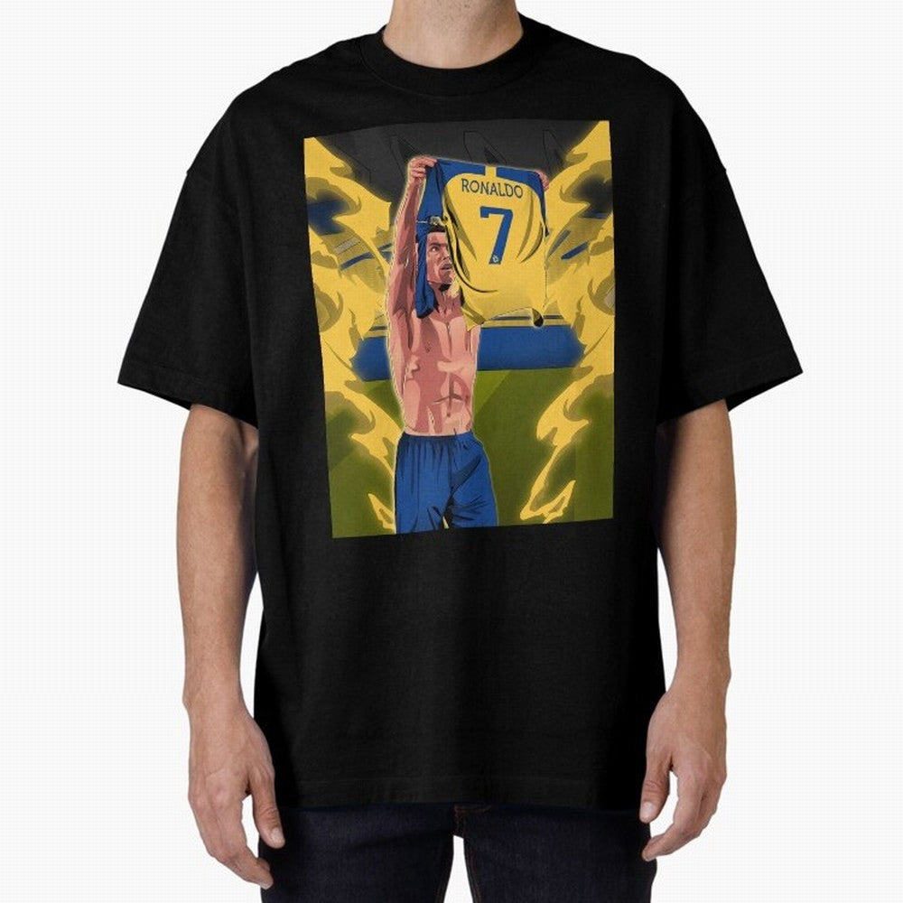 aksi copot kaos selebrasi Oversized T-Shirt Support Your Favorite Stars during FIFA World Cup 2026 Spirit, Capturing England, Messi, CR7 and Mbappe, Retro Football Energy, Iconic Rivalries, Trophy Chase Drama and Stadium Atmosphere; Created for