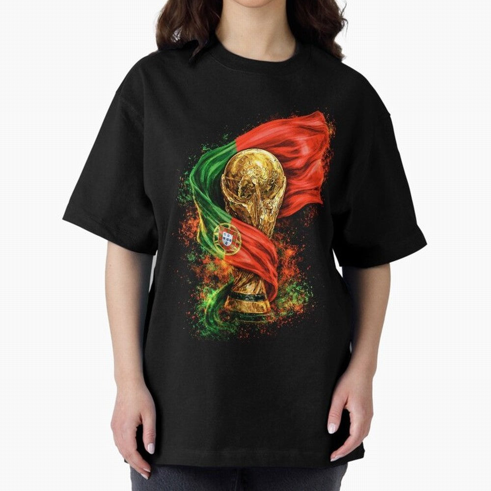 Portugal Football National Pride Oversized T-Shirt Support Iconic Players in FIFA World Cup 2026 Group Stage for Fans of Neymar, Haaland and Cristiano Ronaldo and Netherlands, Bringing Sports Nostalgia, International Competition, Famous Players and