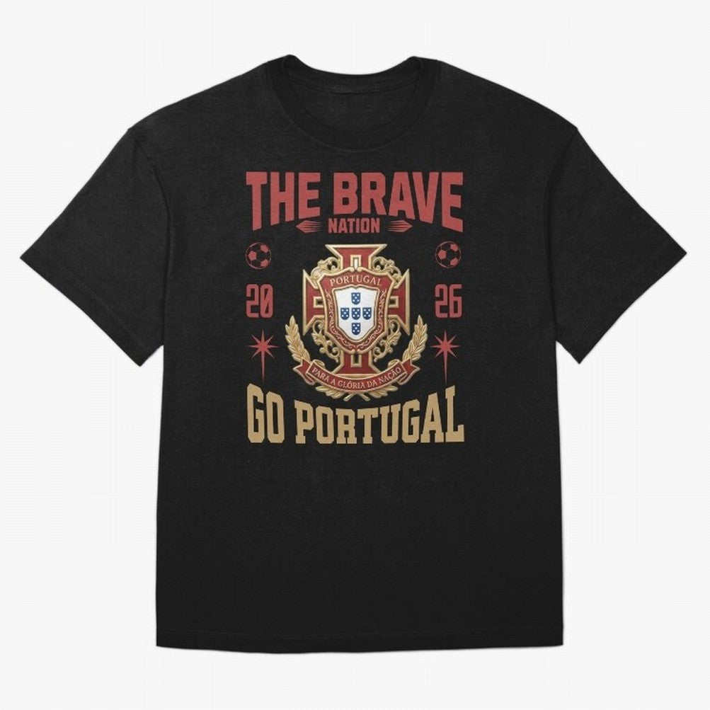 Portugal Soccer 2026 The Brave Nation Vintage Football Fan Design Oversized T-Shirt Celebrate Fan Favorites in Global Football Passion for FIFA World Cup 2026, Driven by Mbappe and Neymar, Argentina and Brazil, Retro Football Energy, Iconic