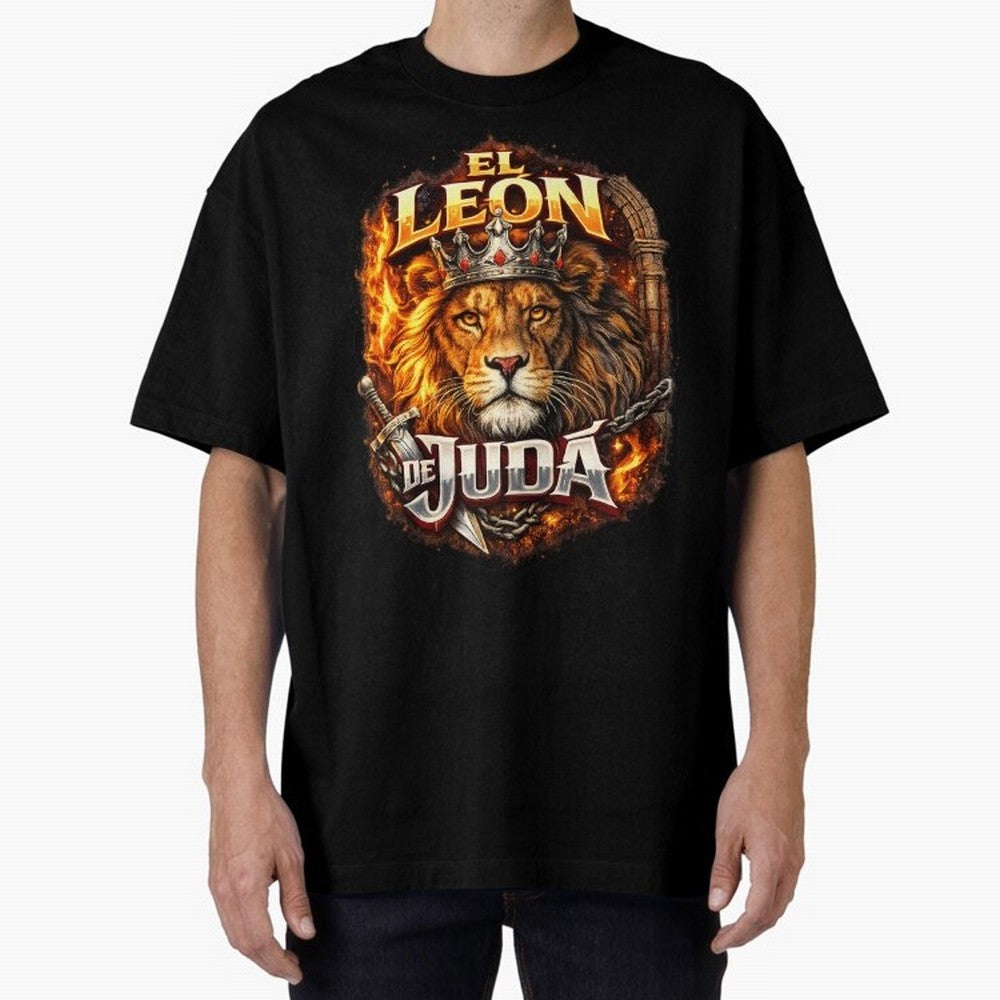 The Lion of Judah Oversized T-Shirt Celebrate the Road through FIFA World Cup 2026 Group Stage for Fans of CR7 and Messi and France and Portugal, Bringing Vintage Soccer Flavor, Modern Football Stars, National Flags and Final Night Emotion; Ideal