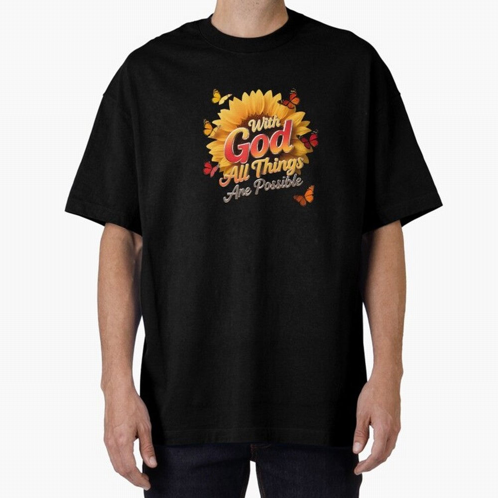 With God all things Are possible T shirt Oversized T-Shirt Share the Excitement of FIFA World Cup 2026 Group Stage for Fans of Haaland and England, Bringing Championship Spirit, Famous Goals, Roaring Crowds and International Football Unity; Ideal