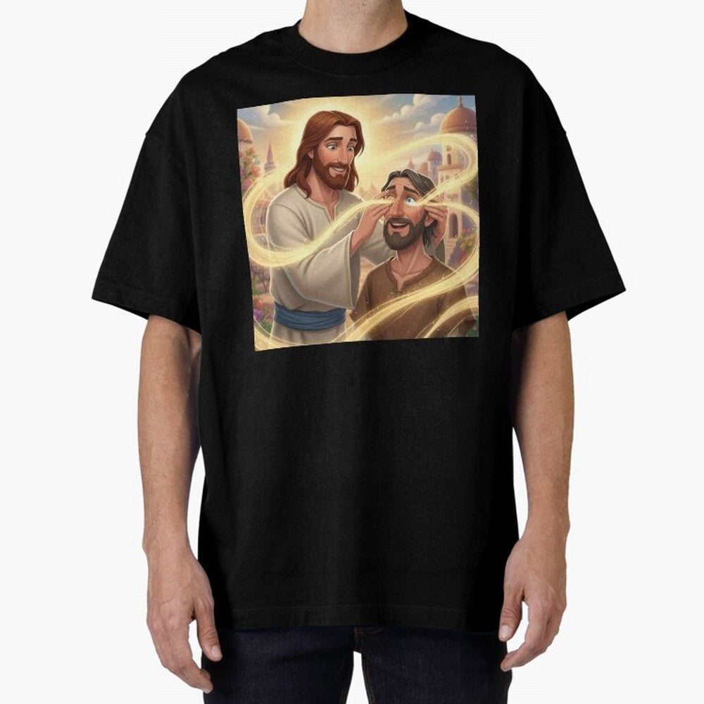 Jesus cure the blind Oversized T-Shirt Embrace Global Football Passion for FIFA World Cup 2026, Capturing Mbappe and Neymar, Brazil, Portugal and Argentina, Retro Football Energy, Iconic Rivalries, Trophy Chase Drama and Stadium Atmosphere; Great