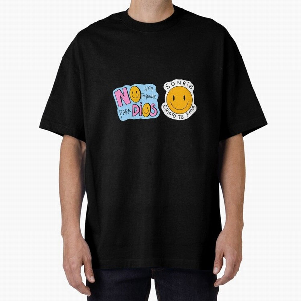 No Hay Imposibles Para Dios Sonrie Cristo Te Ama Oversized T-Shirt Represent Football Lovers during the FIFA World Cup 2026 Journey through Messi, CR7 and Mbappe Highlights, Argentina Pride, Sports Nostalgia, International Competition, Famous