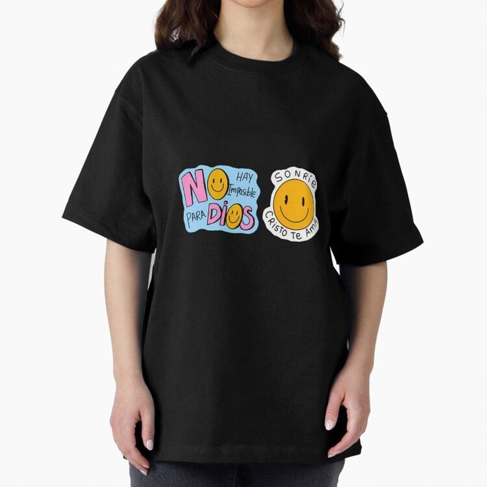 No Hay Imposibles Para Dios Sonrie Cristo Te Ama Oversized T-Shirt Represent Football Lovers during the FIFA World Cup 2026 Journey through Messi, CR7 and Mbappe Highlights, Argentina Pride, Sports Nostalgia, International Competition, Famous