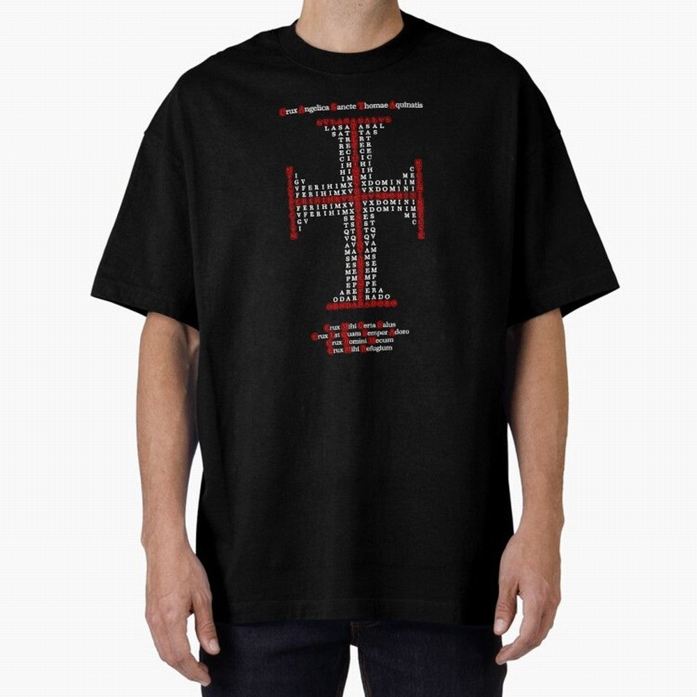 Cruz Ang¨¦lica de Santo Tom¨¢s de Aquino Red n White Oversized T-Shirt Support Iconic Players in FIFA World Cup 2026 Filled with Haaland and Mbappe, Netherlands Energy, Goal Celebration Energy, Supporter Heritage, Football Icons and Worldwide