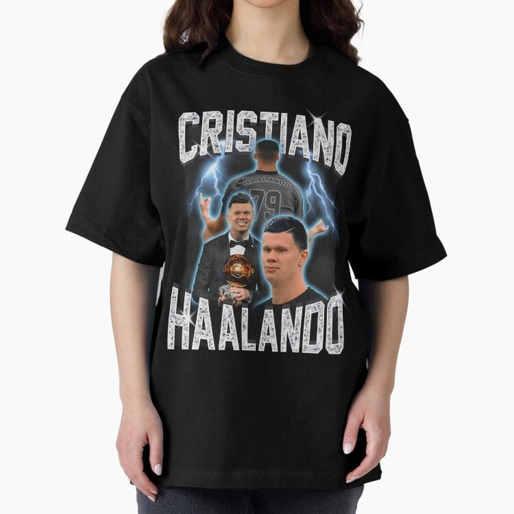 Cristiano Haalando Lightning Poster For Football Fans and Gift For Sports Lovers Oversized T-Shirt Create Match Day Hype around FIFA World Cup 2026 Group Stage, Neymar, Brazil, Portugal and Argentina, Retro Football Energy, Iconic Rivalries, Trophy
