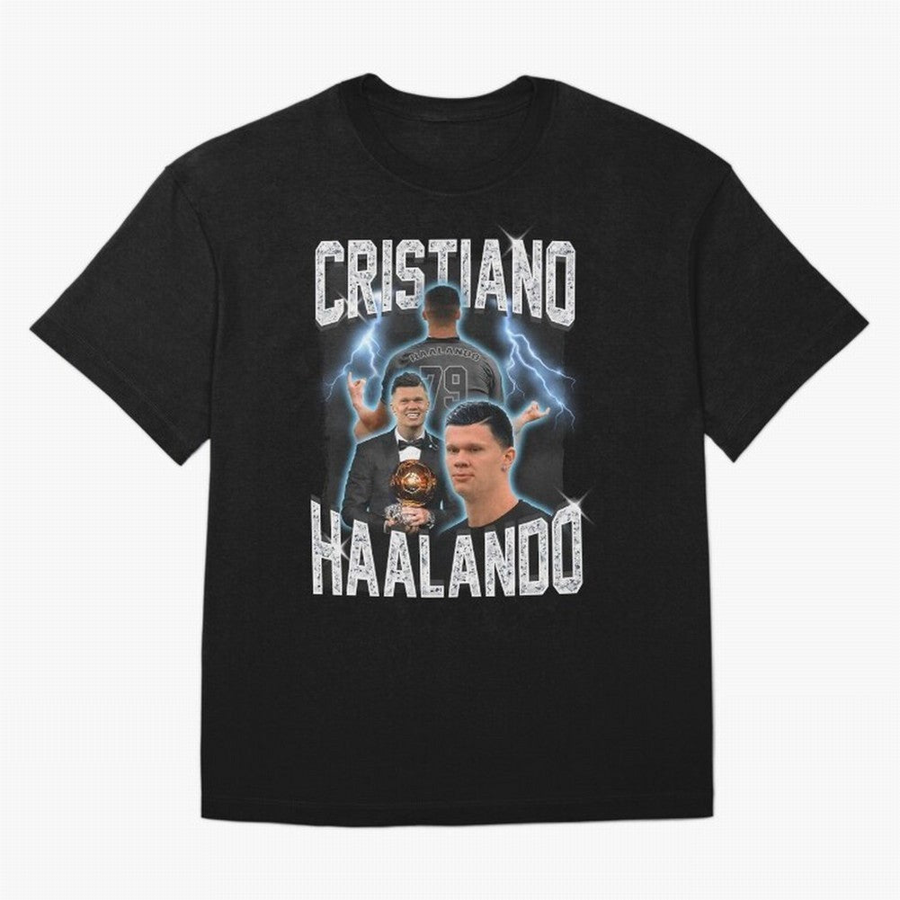 Cristiano Haalando Lightning Poster For Football Fans and Gift For Sports Lovers Oversized T-Shirt Create Match Day Hype around FIFA World Cup 2026 Group Stage, Neymar, Brazil, Portugal and Argentina, Retro Football Energy, Iconic Rivalries, Trophy