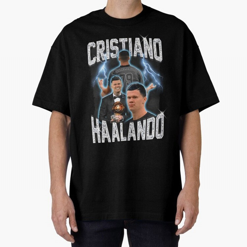 Cristiano Haalando Lightning Poster For Football Fans and Gift For Sports Lovers Oversized T-Shirt Create Match Day Hype around FIFA World Cup 2026 Group Stage, Neymar, Brazil, Portugal and Argentina, Retro Football Energy, Iconic Rivalries, Trophy
