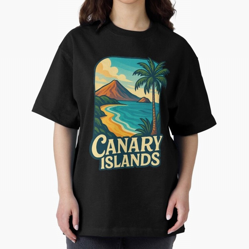 Tropical Shoreline of the Canary Islands Spain Oversized T-Shirt Bring Supporter Culture to FIFA World Cup 2026 Group Stage for Fans of Cristiano Ronaldo and France and Portugal, Bringing Stadium Chants, National Pride, Trophy Dreams and