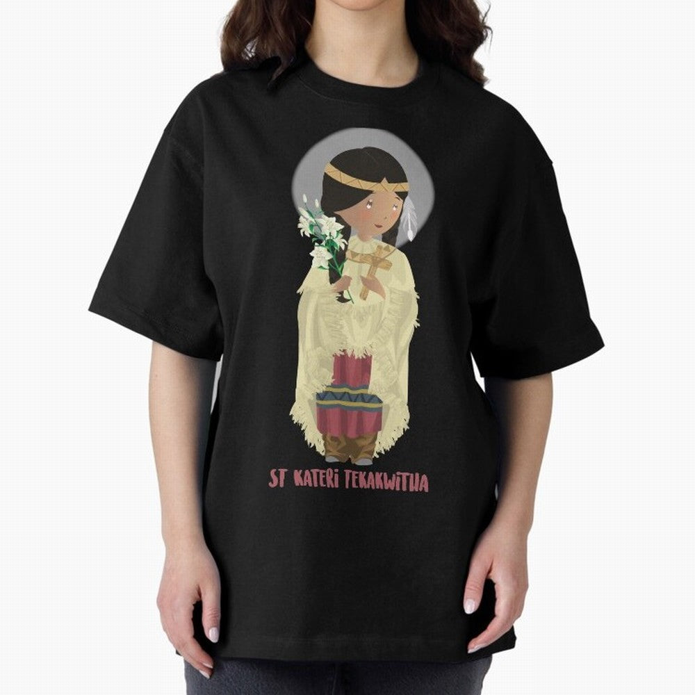 Saint Kateri Tekakwitha Oversized T-Shirt Enjoy Match Day Hype around FIFA World Cup 2026 Group Stage, CR7 and Messi, France and Portugal, Football History, Final Match Energy, Crowd Noise and Once in a Lifetime Moments; Ideal for Fans Who Follow