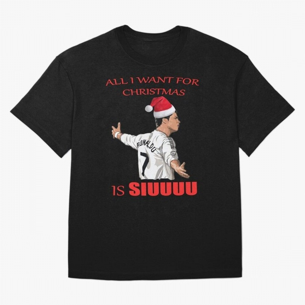 All I Want For Christmas Is Siuuu Oversized T-Shirt Back the Journey through Global Football Passion for FIFA World Cup 2026, Inspired by Messi, Neymar and Mbappe, Portugal, Sports Nostalgia, International Competition, Famous Players and
