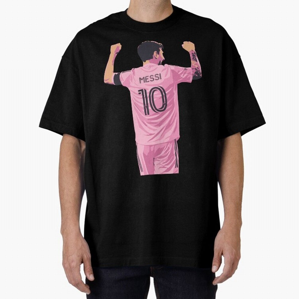 Lionel Messi Celebration Oversized T-Shirt Join the Global Buzz around Global Football Passion for FIFA World Cup 2026, Featuring Haaland and Mbappe, Argentina, France and Brazil, Sports Nostalgia, International Competition, Famous Players and