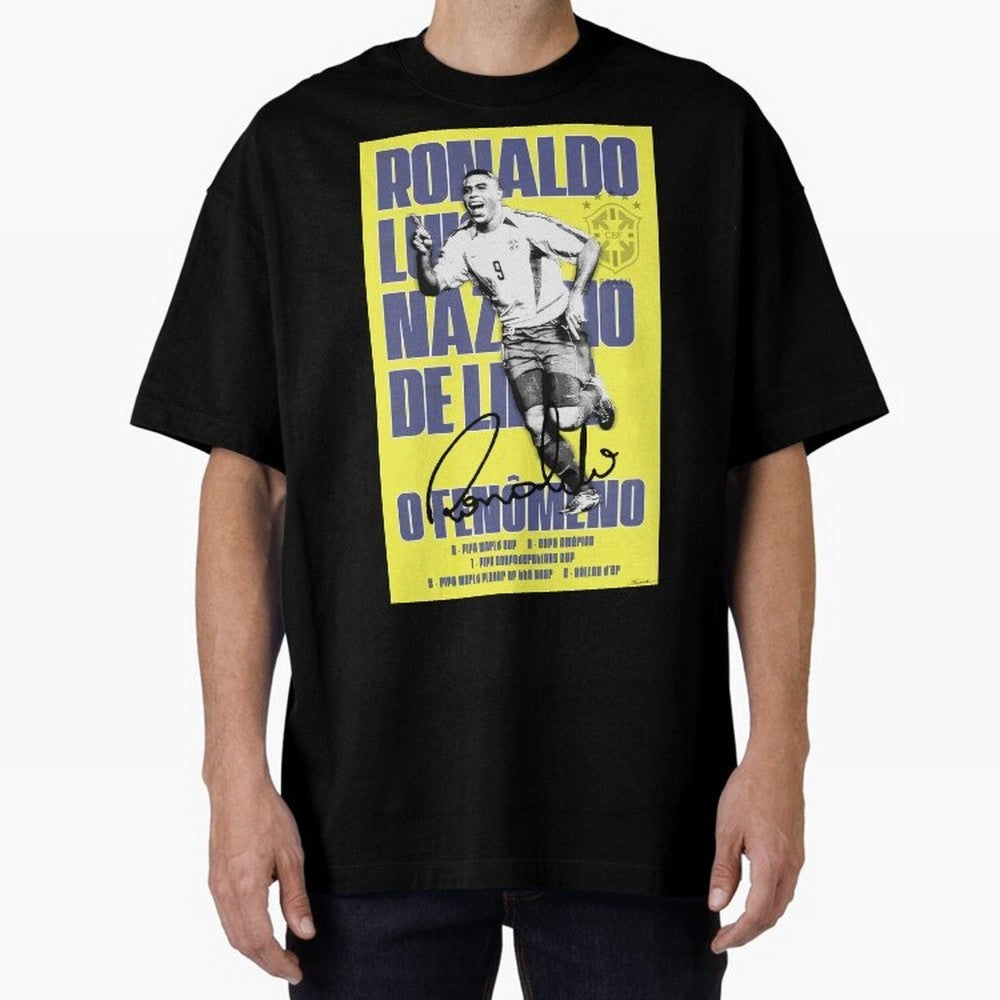 R9 Ronaldo Nazario Poster Oversized T-Shirt Stand Proud for FIFA World Cup 2026 USA Canada Mexico Spirit, Filled with Germany, Mbappe and Neymar, Stadium Chants, National Pride, Trophy Dreams and Unforgettable Football Memories; Built for