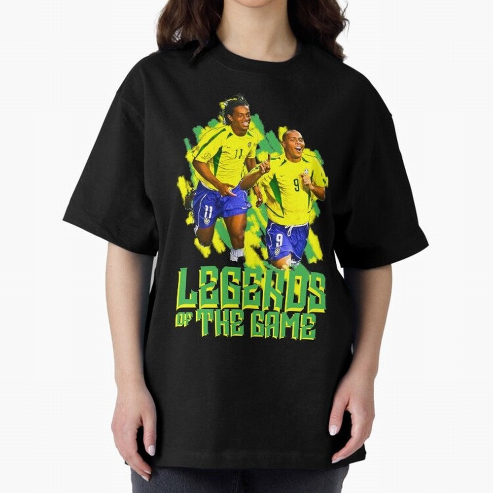 Ronaldinho and ronaldo brazil football print art Oversized T-Shirt Turn Every Weekend Toward FIFA World Cup 2026 Group Stage Filled with CR7, Portugal, Spain and Germany Energy, Champion Mindset, Group Stage Buzz, Knockout Tension and Passionate