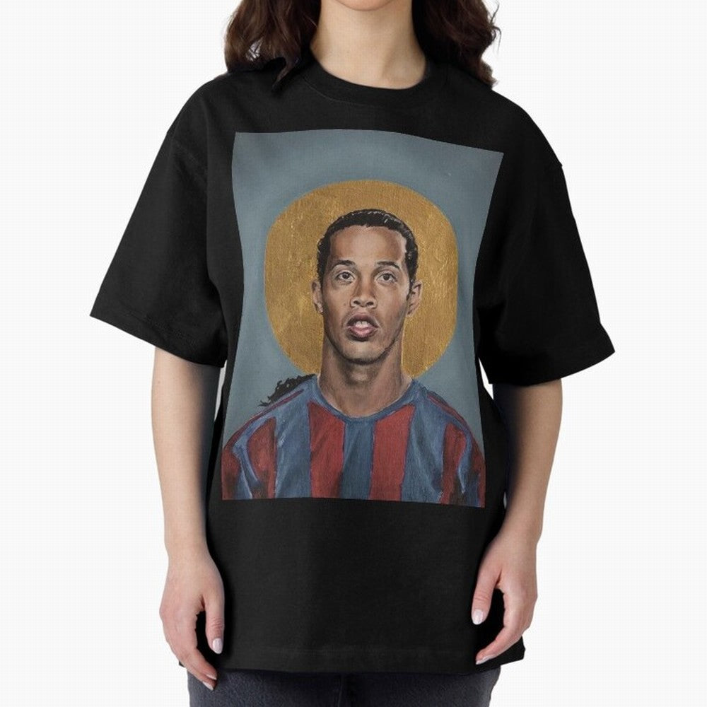 Art Ronaldinho Painting Oversized T-Shirt Celebrate Global Passion for Match Day Hype around FIFA World Cup 2026 Group Stage, CR7, England, Championship Spirit, Famous Goals, Roaring Crowds and International Football Unity; Created for Match Day