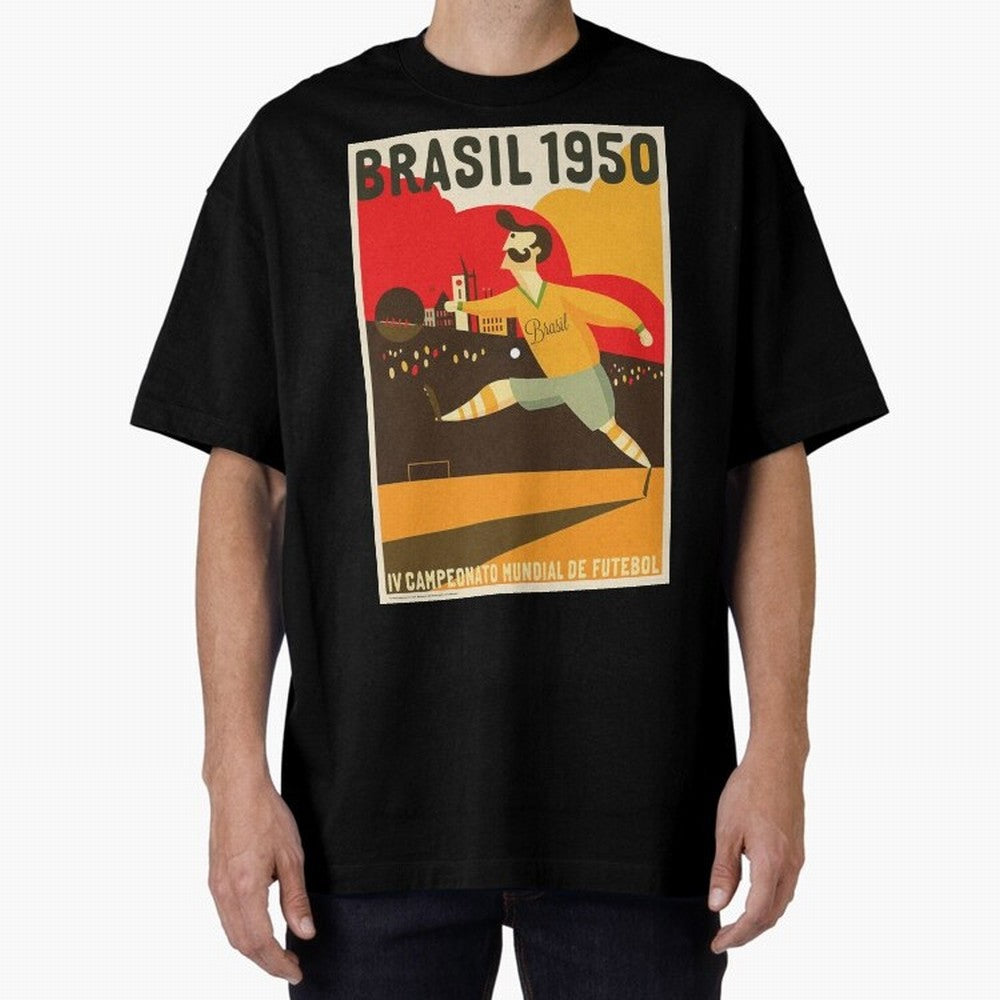 Brasil 1950 World Cup Oversized T-Shirt Refresh Global Football Passion for FIFA World Cup 2026 Group Stage, Filled with Messi, CR7 and Mbappe, Argentina and Brazil, Global Supporter Spirit, Legendary Goals, National Colors and Tournament