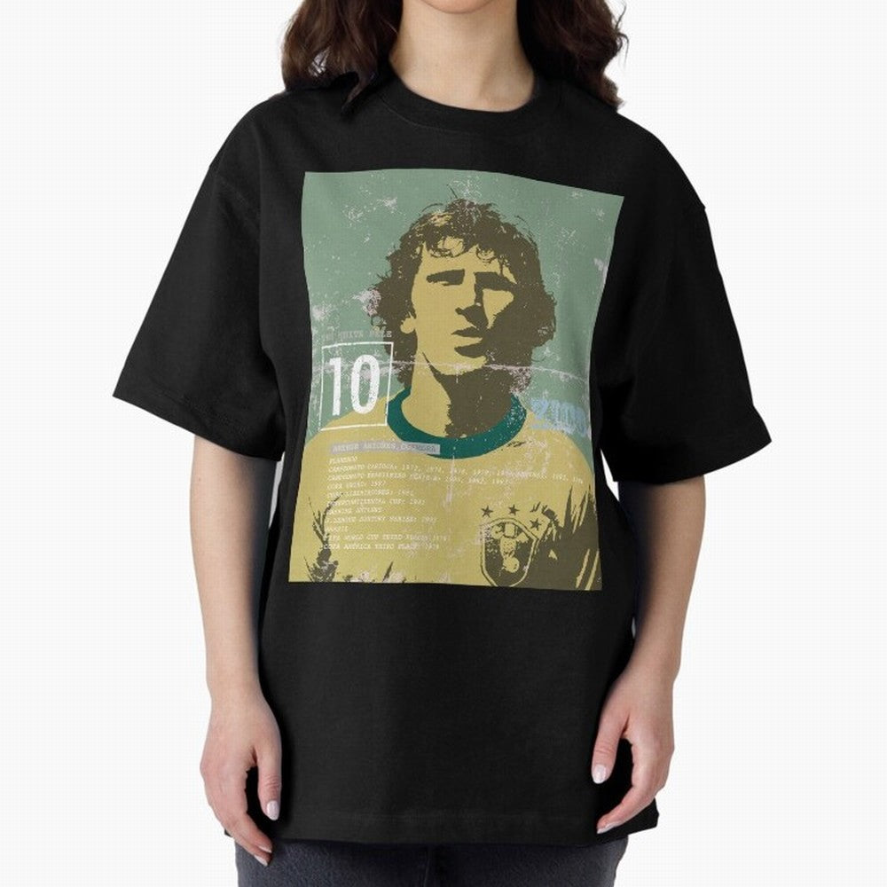 Zico Oversized T-Shirt Keep the Match Day Mood of Match Day Hype around FIFA World Cup 2026 USA Canada Mexico, Neymar, Argentina and Brazil, Classic Soccer Heritage, Championship Pressure, Fan Loyalty and International Pride; Built for Supporters