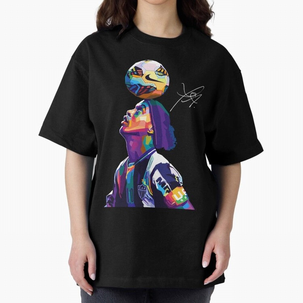 Ronaldinho Wpap Pop Art Oversized T-Shirt Carry National Pride through FIFA World Cup 2026 USA Canada Mexico Spirit, Inspired by Germany, Mbappe and Neymar, Game Day Rituals, Football Legends, Country Pride and the Road to the Final; Ideal for