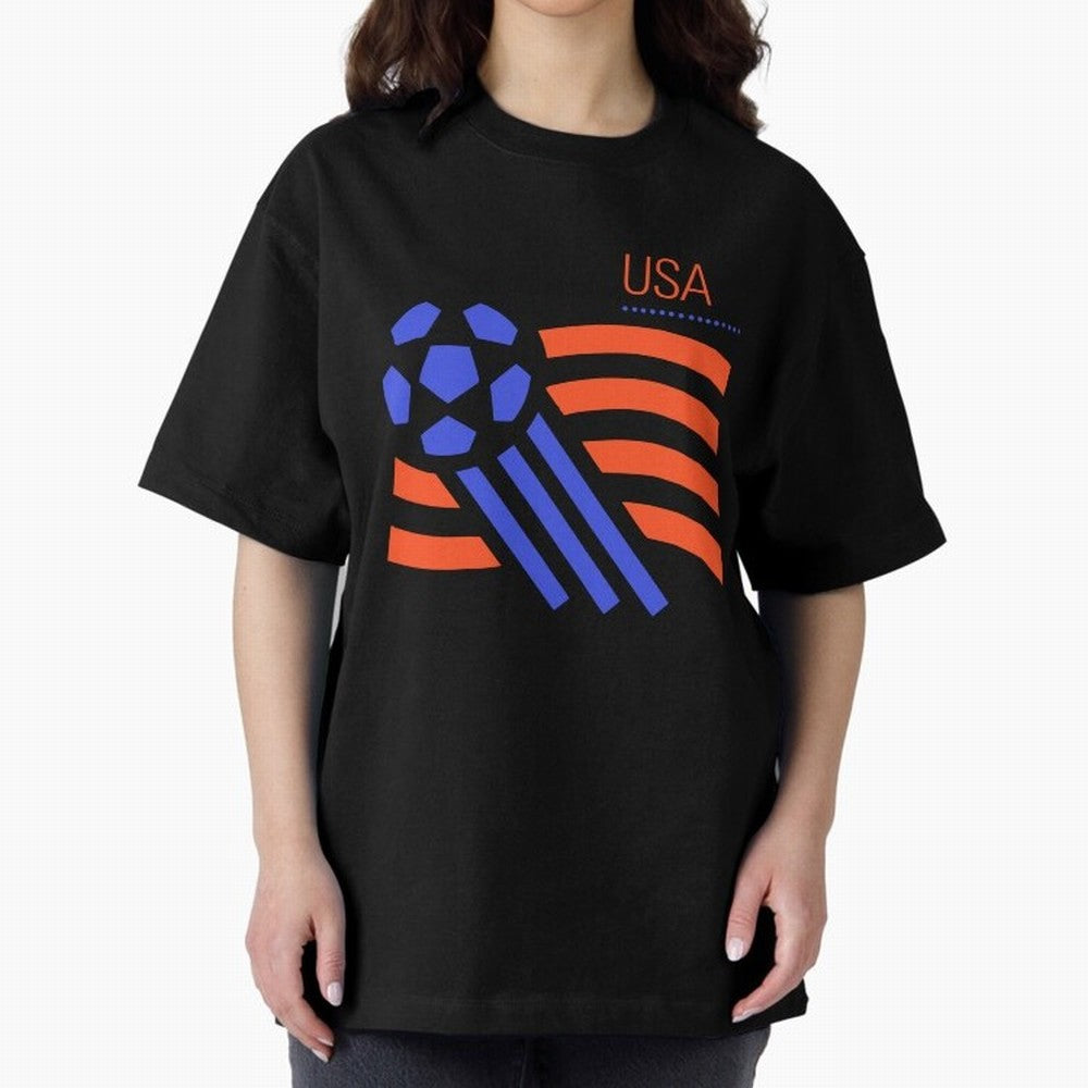 USA 1994 World Cup Soccer Retro 90s Oversized T-Shirt Follow the Final Road of Global Football Passion for FIFA World Cup 2026, Highlighting Mbappe and Neymar, France, Football Festival Excitement, Trophy Ambitions, Country Rivalries and Star