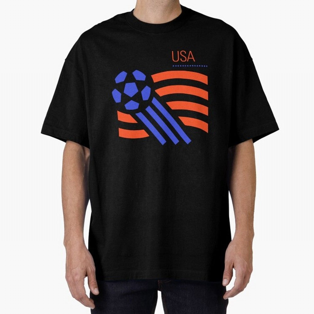 USA 1994 World Cup Soccer Retro 90s Oversized T-Shirt Follow the Final Road of Global Football Passion for FIFA World Cup 2026, Highlighting Mbappe and Neymar, France, Football Festival Excitement, Trophy Ambitions, Country Rivalries and Star
