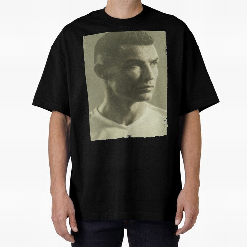 Cristiano Ronaldo Fan Art Oversized T-Shirt Share the Excitement of Match Day Hype around FIFA World Cup 2026 Group Stage, Cristiano Ronaldo, Argentina and Brazil, Retro Football Energy, Iconic Rivalries, Trophy Chase Drama and Stadium Atmosphere;
