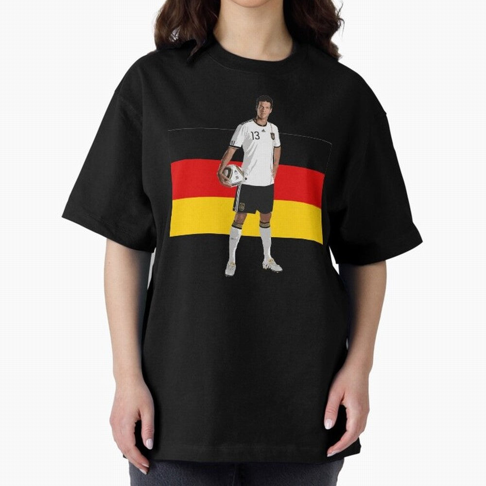 Michael Ballack - German Football Legend Oversized T-Shirt Show Passion for the Stars of FIFA World Cup 2026 Group Stage for Fans of Mbappe and Argentina, France and Brazil, Bringing Global Supporter Spirit, Legendary Goals, National Colors and