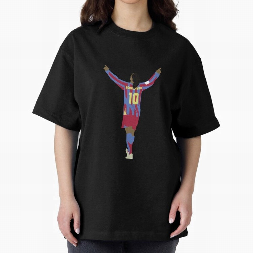 Ronaldinho FC Barcelona Oversized T-Shirt Join Supporters Worldwide for FIFA World Cup 2026 Group Stage Spirit, Driven by England, Mbappe, Tournament Hype, Historic Matchups, Family Viewing Parties and Global Sports Pride; Made for Collectors Who