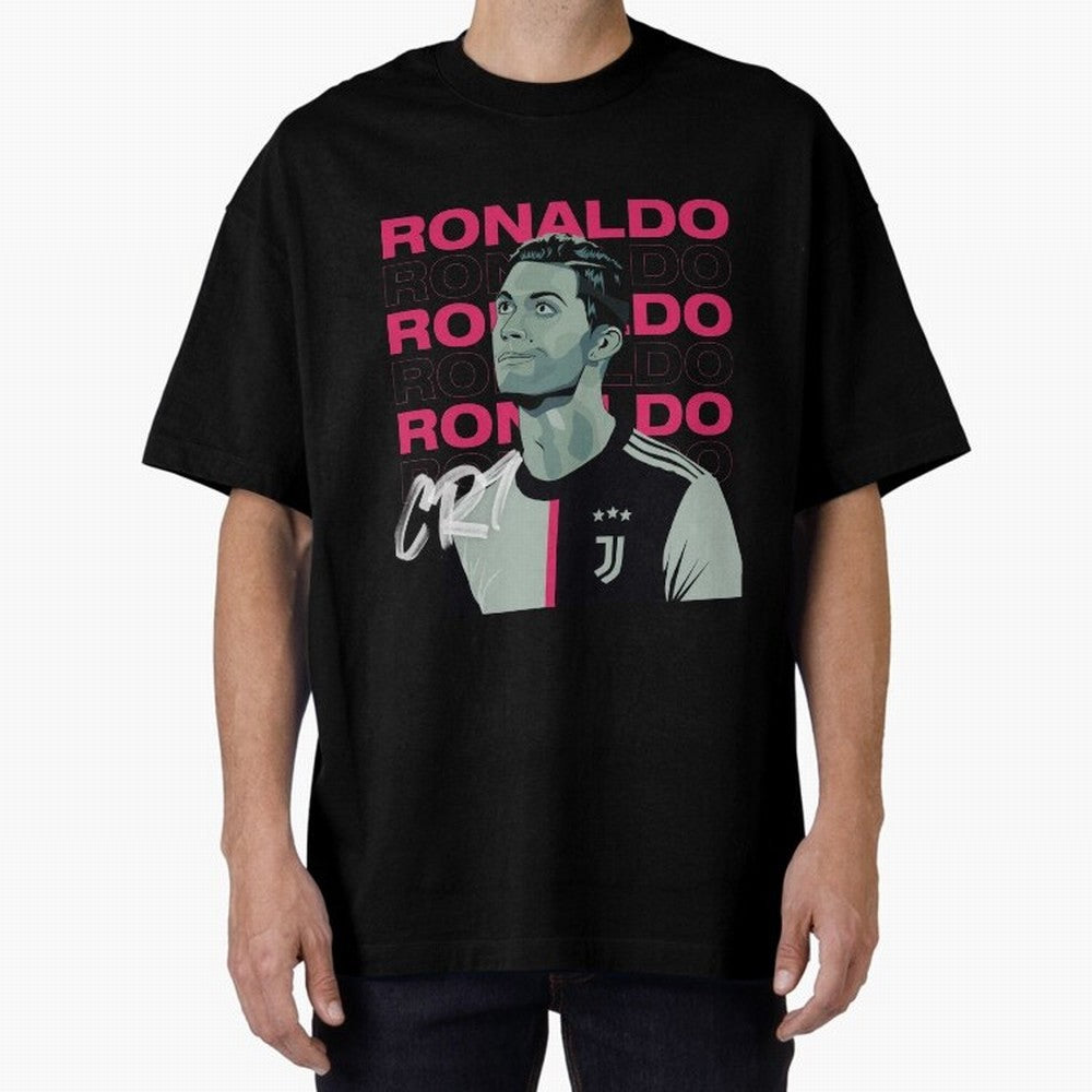 Ronaldo Oversized T-Shirt Follow the Final Road of FIFA World Cup 2026 USA Canada Mexico Spirit, Highlighting England and Germany, Messi and Cristiano Ronaldo, Match Day Excitement, Supporter Culture, Golden Goals and Global Football Passion; Made