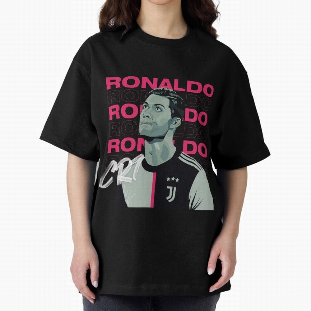 Ronaldo Oversized T-Shirt Follow the Final Road of FIFA World Cup 2026 USA Canada Mexico Spirit, Highlighting England and Germany, Messi and Cristiano Ronaldo, Match Day Excitement, Supporter Culture, Golden Goals and Global Football Passion; Made